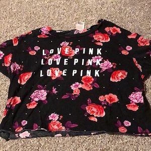 PINK Victoria's Secret Floral Sequined Crop Top